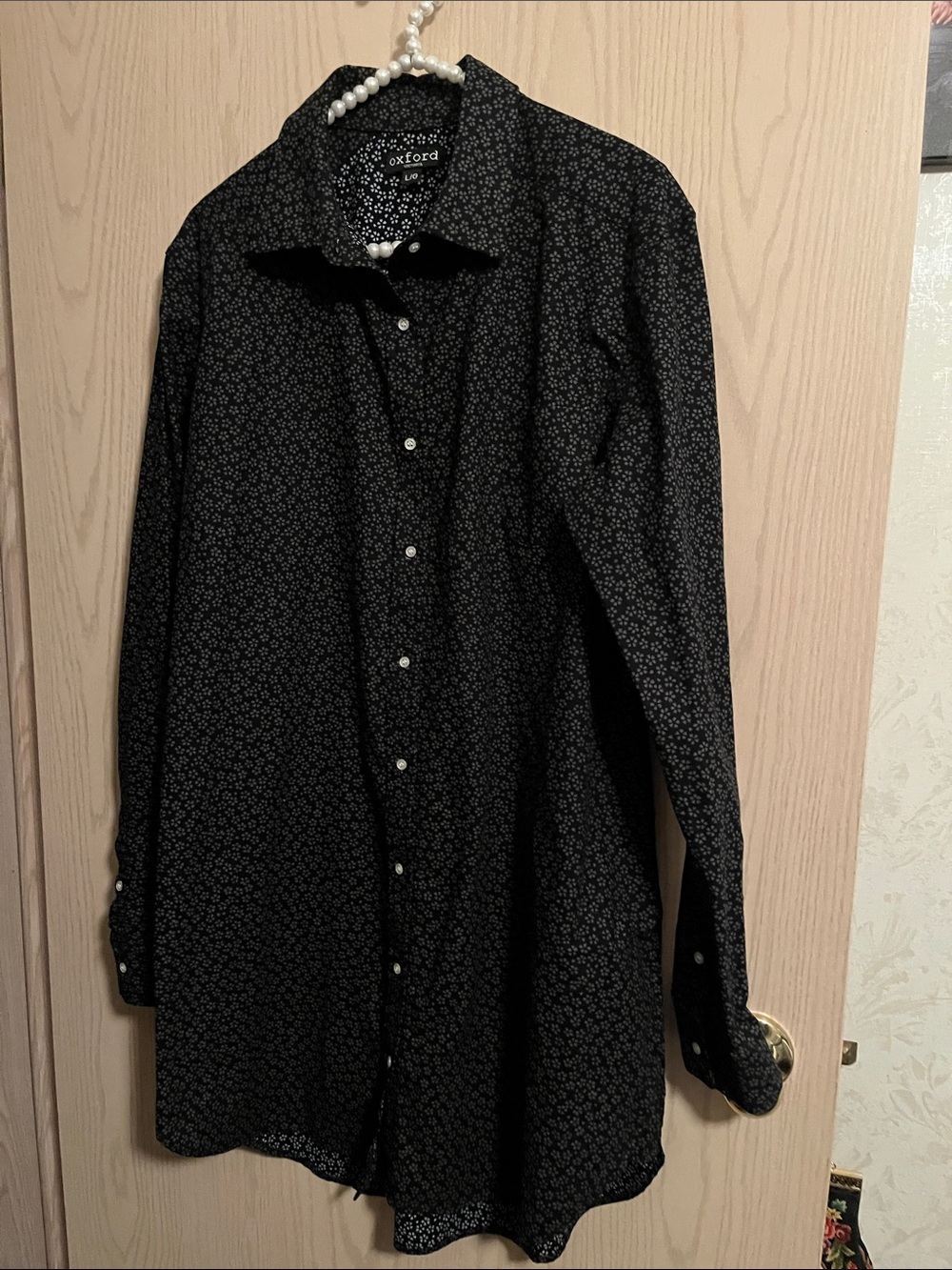 Oxford Victoria Black Flower Pattern Long Sleeve Dress